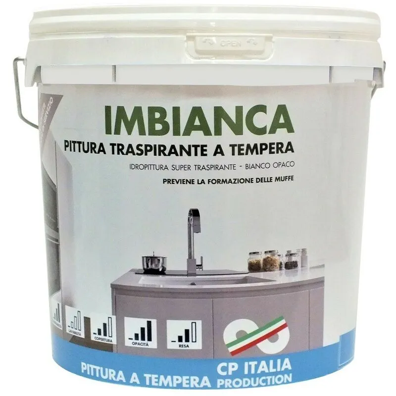 Vernice traspirante a tempera imbianca da lt.14 bianco opaco bagno cucina - Salone