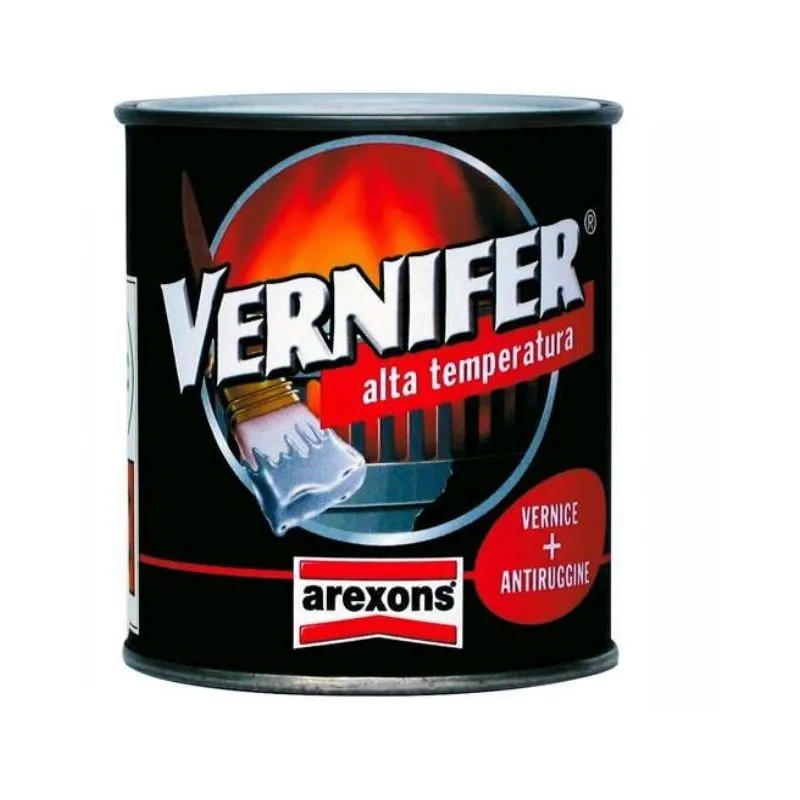 Smalto vernifer antiruggine per alte temperature 400°C 500 ml pronto all'uso colore cod. 4765 nero satinato - Arexons