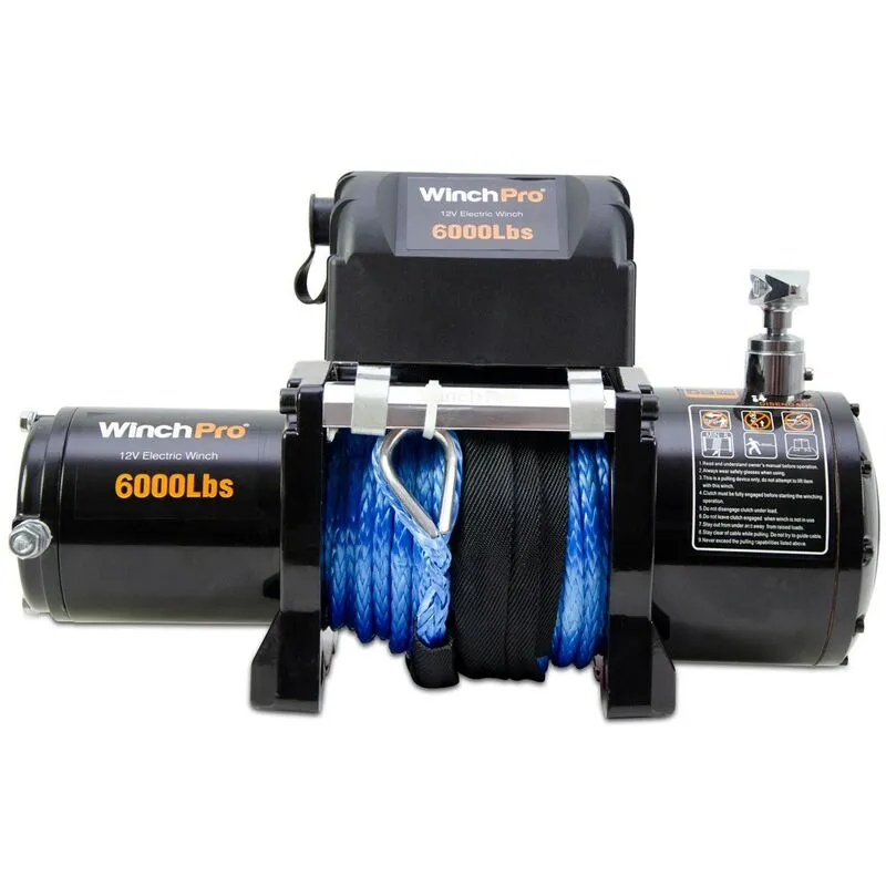 WinchPro - Verricello Elettrico 12V, 2700kg/6000bs Capacità, 24m Corda In Dyneema Sintetico, 2 Telecomandi Inclusi (1 Wireless, 1 Cavo), Ideale Per