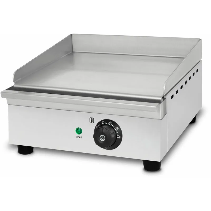 Vertes - Piastra per griglia elettrica professionale, potenza 1400 watt, alloggiamento in acciaio inox, temperatura regolabile da 50 a 300°C, griglia