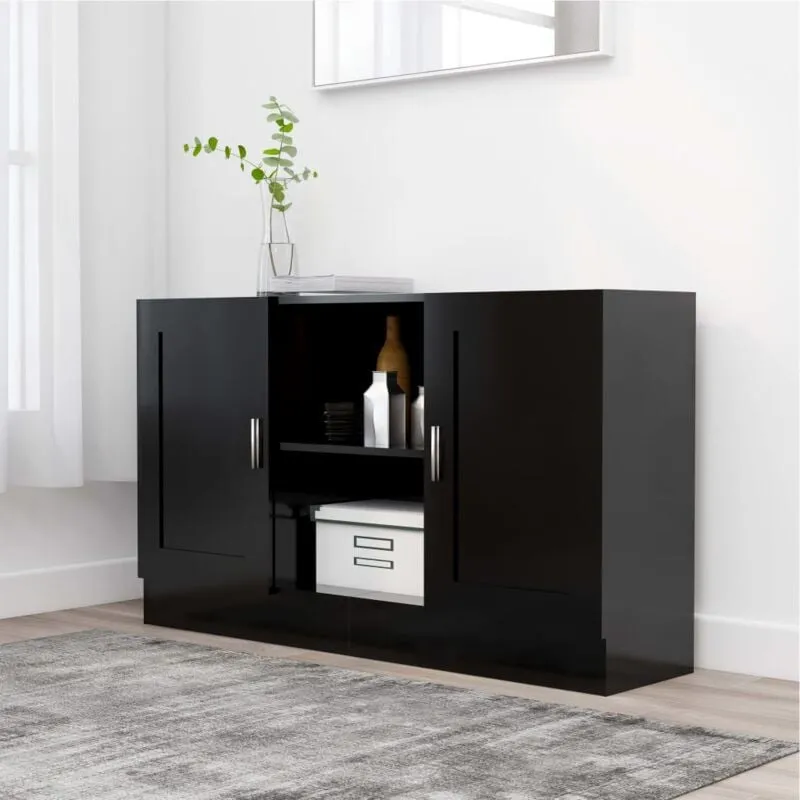 Credenza Nera 120x30,5x70 cm in Legno Multistrato - Vidaxl