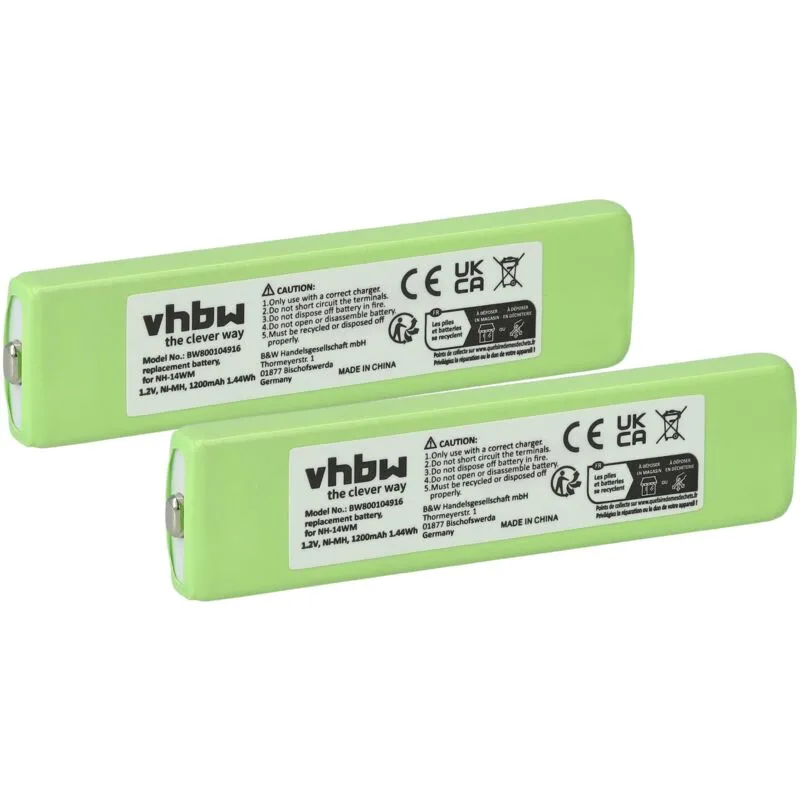 2x batteria compatibile con Iriver IMP-550, IMP550, IMP-400, IMP-450, imp SlimX 350 auricolari cuffie wireless (1200mAh, 1,2V, NiMH) - Vhbw