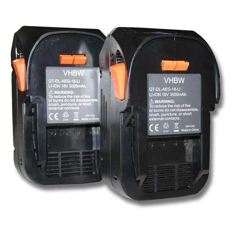 2x batteria compatibile con Ridgid R840083, R840084, R840085, 130383028, 130383025, 130383001 utensile elettrico (3000 mAh, Li-Ion, 18 v) - Vhbw
