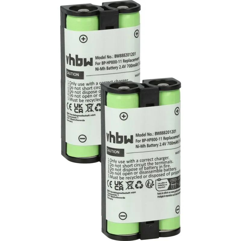 2x batteria sostituisce Sony 9-885-216-11, 9-885-216-12, 9-885-218-43 per auricolari cuffie wireless (700mAh, 2,4V, NiMH) - Vhbw