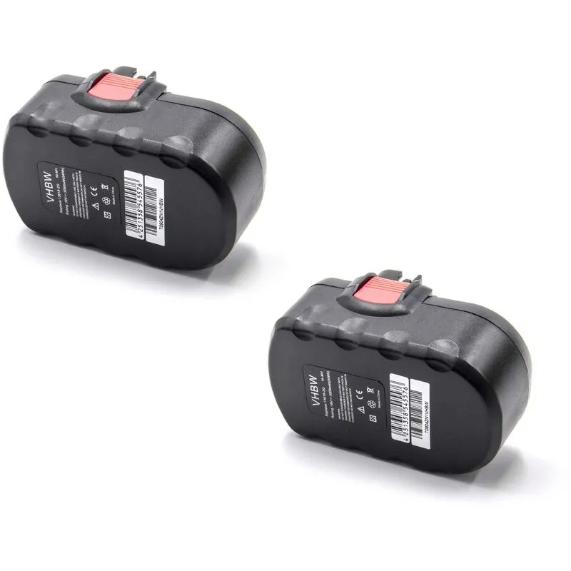 2x NiMH batteria 3000mAh (18V) compatibile con strumenti attrezzi utensili da lavoro Bosch gst 18 v, psb 18 ve 2, psr 18 VE-2 - Vhbw