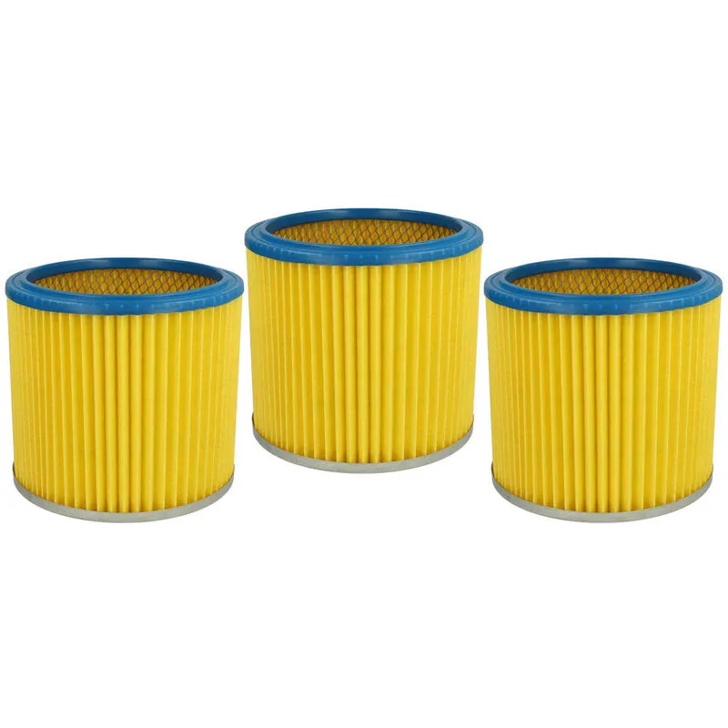 3x filtro a pieghe piatte compatibile con Rowenta ru 520, ru 105 aspirapolvere - blu / giallo - Vhbw