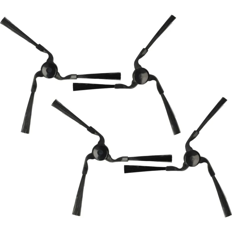 Vhbw - 4x spazzola laterale compatibile con Yujin iClebo Arte robot aspirapolvere - Set spazzole, dx/sx, nero