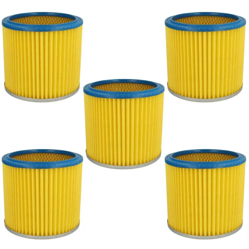 5x filtro a pieghe piatte compatibile con Einhell rt-vc 1630 sa, rt-vc 1600 e, sm 1100, sm 1100, SM-1100, rt-vc 1630 aspirapolvere - blu / giallo