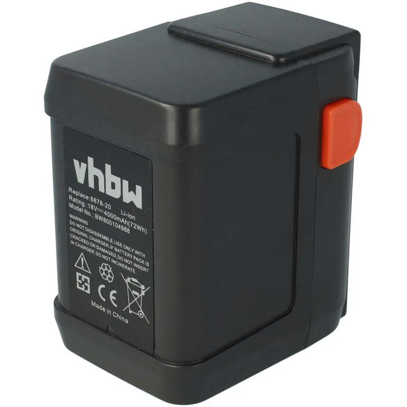 Vhbw - batteria 4000mAh compatibile con Gardena EasyCut 50-Li & Li-18/50, ErgoCut & HighCut 48-Li, AccuJet 18-Li, AccuCut 400 Li & 450 Li, cst