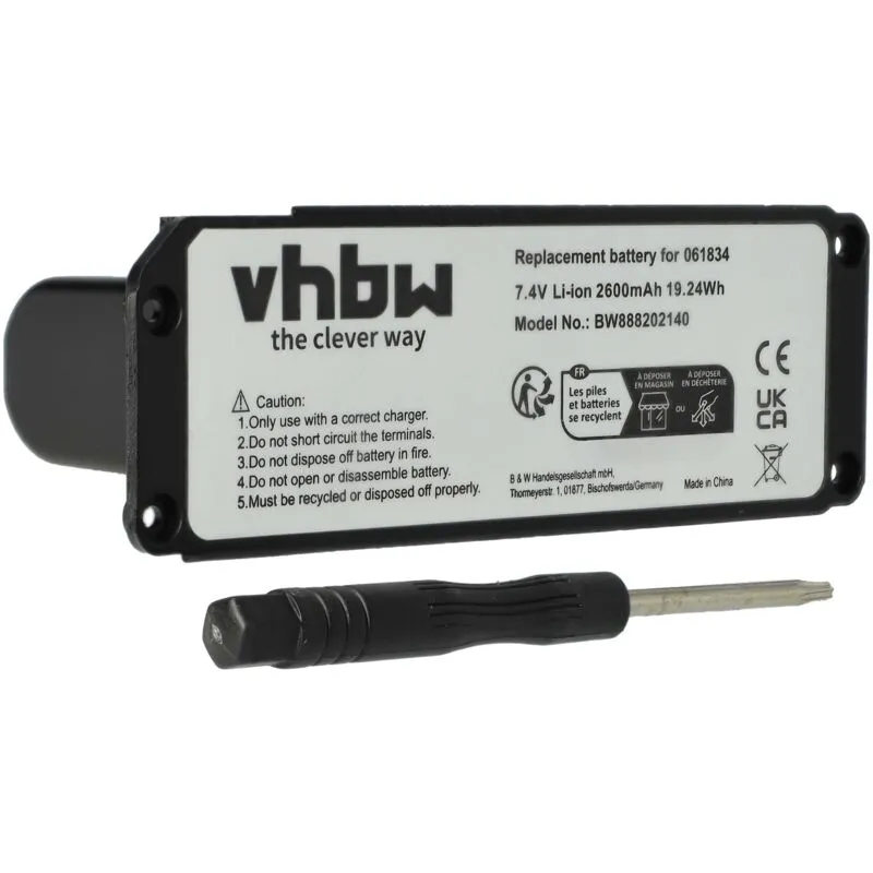 vhbw batteria compatibile con Bose Soundlink 413295, Mini casse, altoparlanti, speaker (2600mAh, 7,4V, Li-Ion)