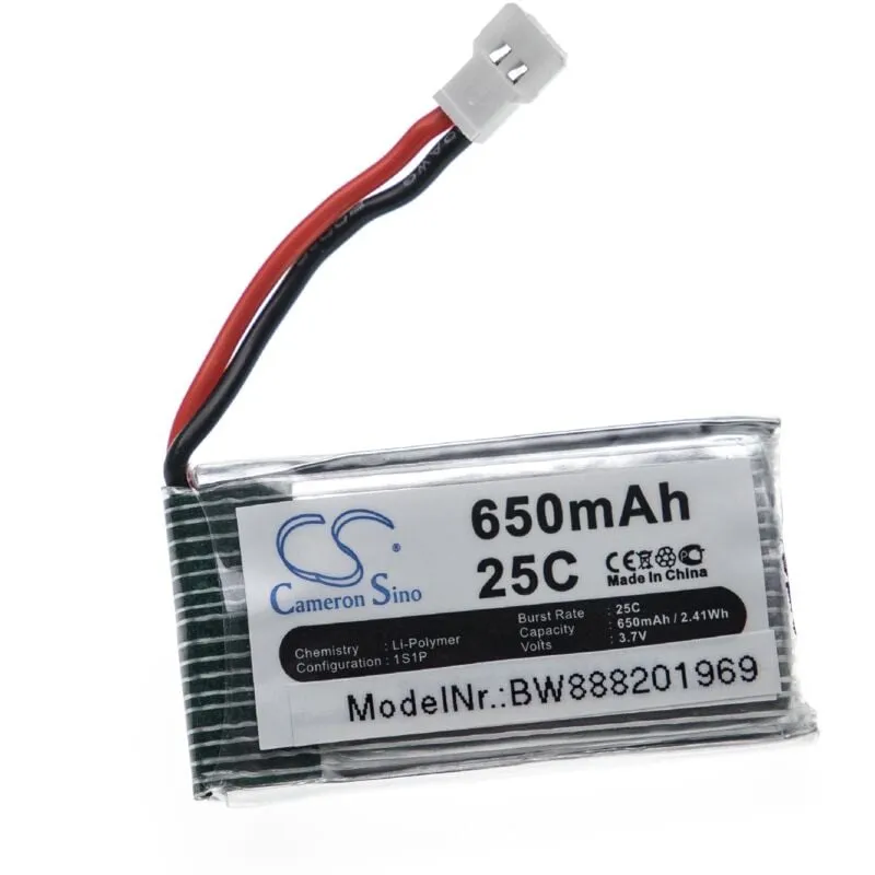 1x batteria compatibile con Huajun W609-10, W609-9 drone quadricottero multicottero (650mAh, 3,7V, Li-Poly) - Vhbw