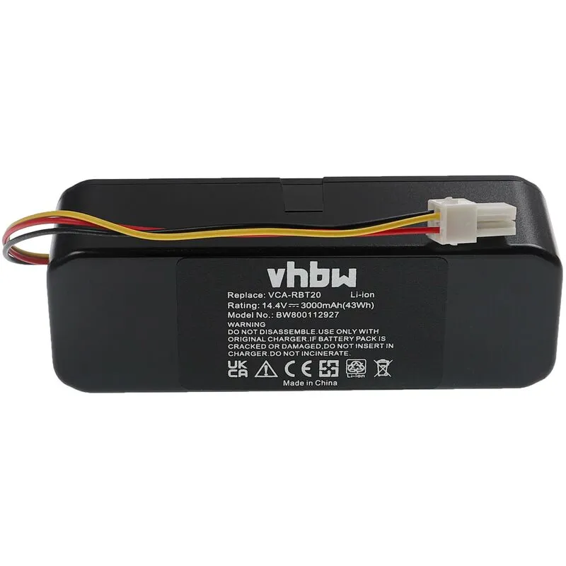 1x batteria compatibile con Samsung Navibot VCR8877, VCR8855L3B, VCR8857, VCR8855L3A Silencio home cleaner (3000mAh, 14,4V, Li-Ion) - Vhbw