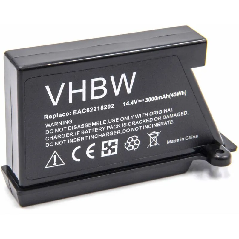 Li-Ion batteria 3000mAh (14.4V) compatibile con robot aspirapolvere home cleaner lg HomBot VSR9640PS, VRD710RRC - Vhbw