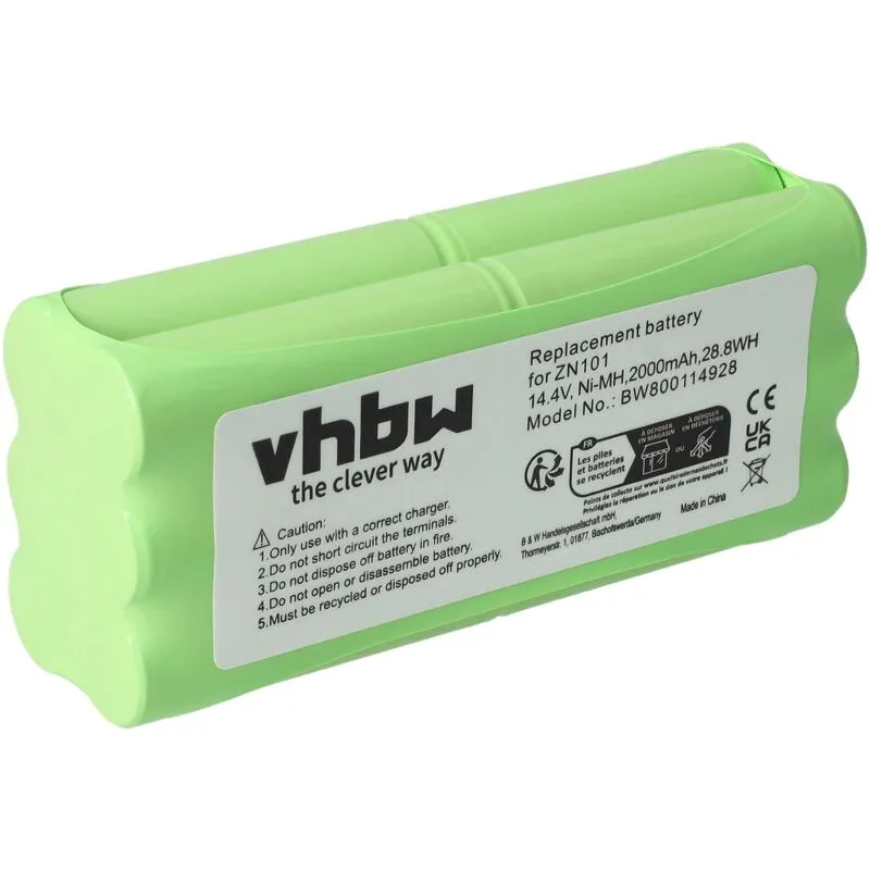 NiMH batteria 2000mAh (14.4V) compatibile con robot aspirapolvere Dirt Devil Fusion M611, Libero, M606, M606-1, M606-2, M606-3, M606-4, M607 - Vhbw