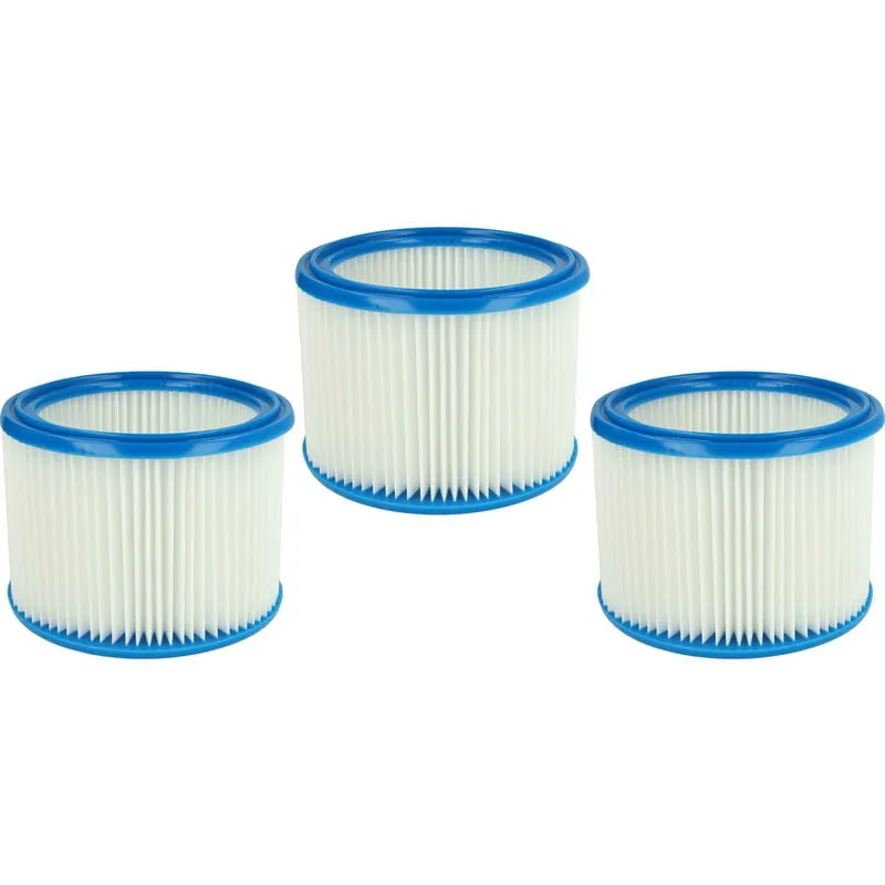 Set da 3x filtro a pieghe piatte compatibile con wap Attix 30-21 / pc / xc, 350-01, 360-11, 360-21 aspiratore umido/secco - cartuccia filtrante - Vhbw