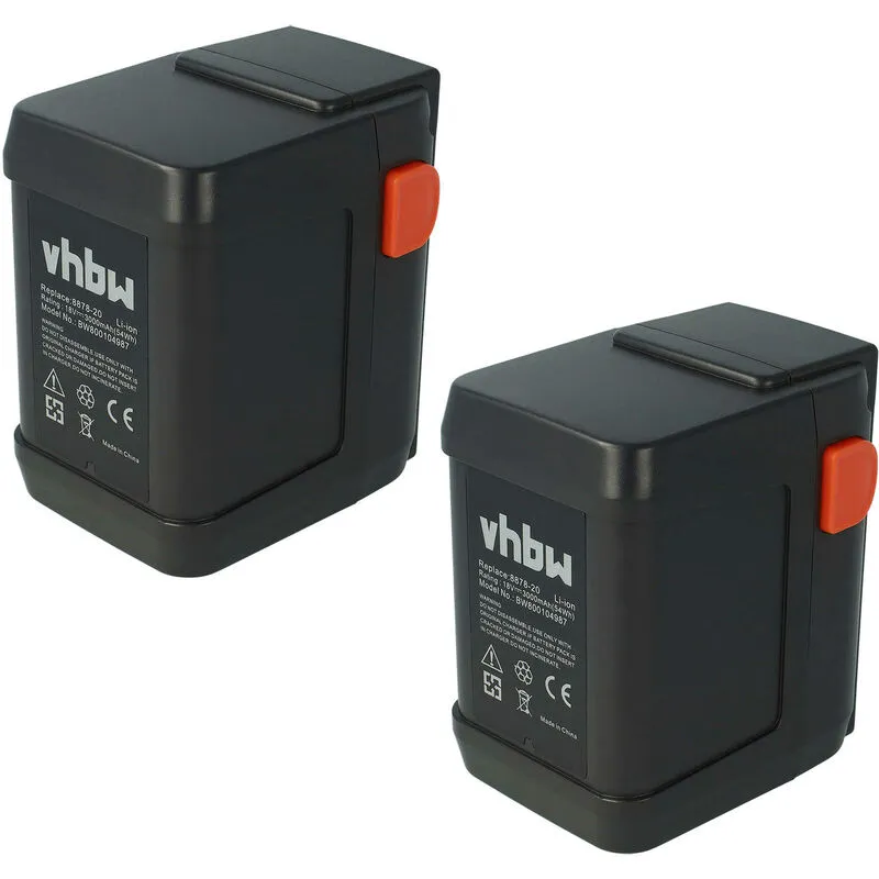 vhbw Set Risparmio 2x Batteria Li-Ion 3000mAh (18V) compatibile con Attrezzo Gardena CST 2018-Li sostituisce 8835-U, 8835-20, 8839, 8839-20.