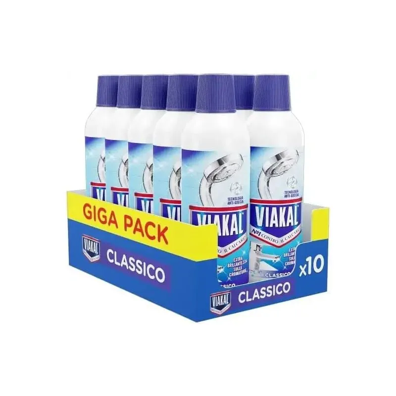 Viakal Anticalcare Detersivo Liquido Classico 10x470 ml Tecnologia Anti Goccia