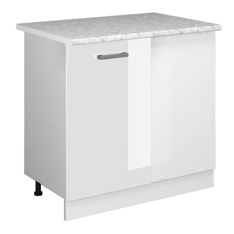  - Mobile ad angolo cucina R-Line, Bianco lucido, 86 cm , pl Marmo