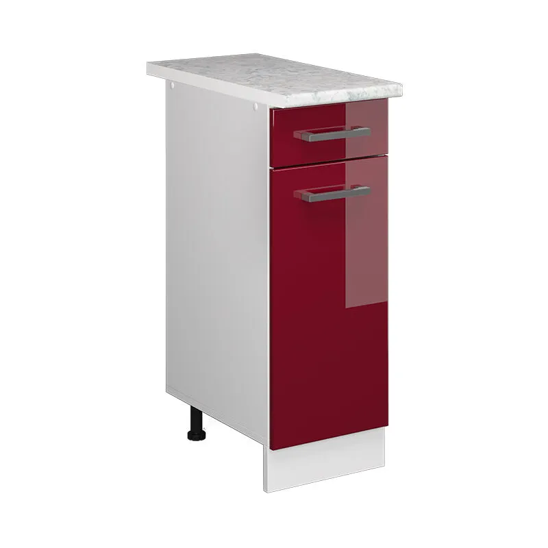  - Mobiletto base per cucina R-Line, Rosso bordeaux lucido, 30 cm , pl Marmo