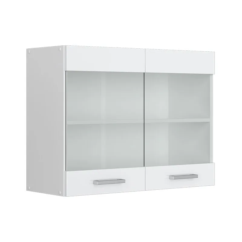  - Mobile da cucina in vetro R-Line, Bianco lucido, 80 cm