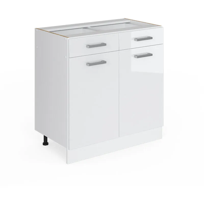 Mobiletto base per cucina R-Line, Bianco lucido, 80 cm Senza piano di lavoro, 