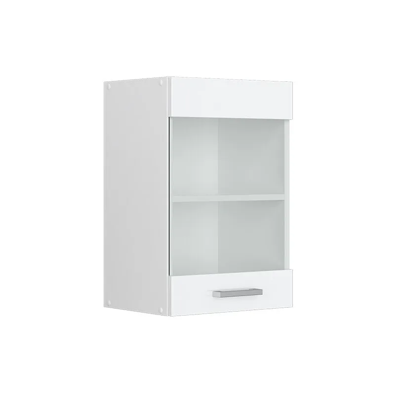 Mobile da cucina in vetro R-Line, Bianco lucido, 40 cm 