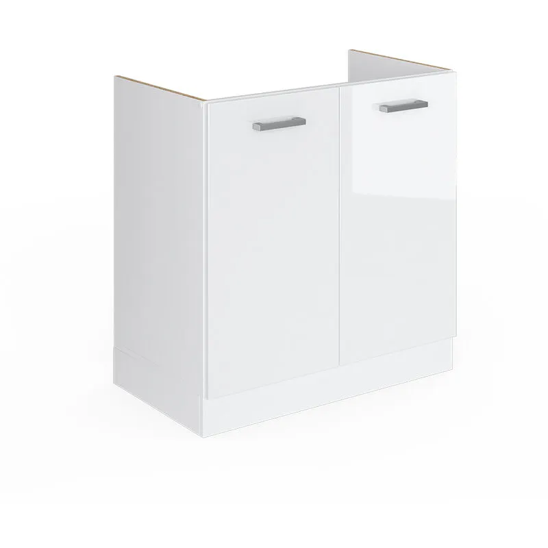  - Mobile lavello cucina R-Line, Bianco lucido, 80 cm senza piano di lavoro