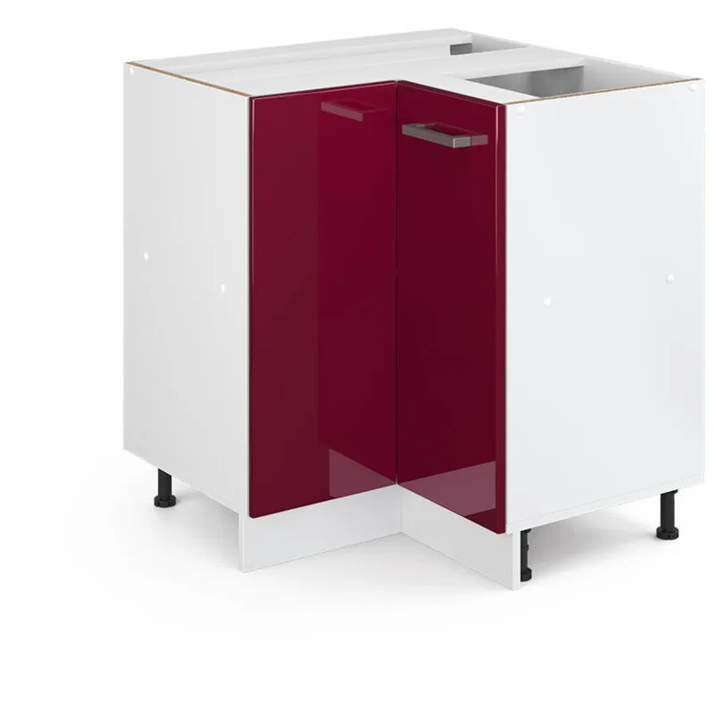  - Mobile ad angolo cucina R-Line, Rosso bordeaux lucido, 75.6 cm senza piano di lavoro