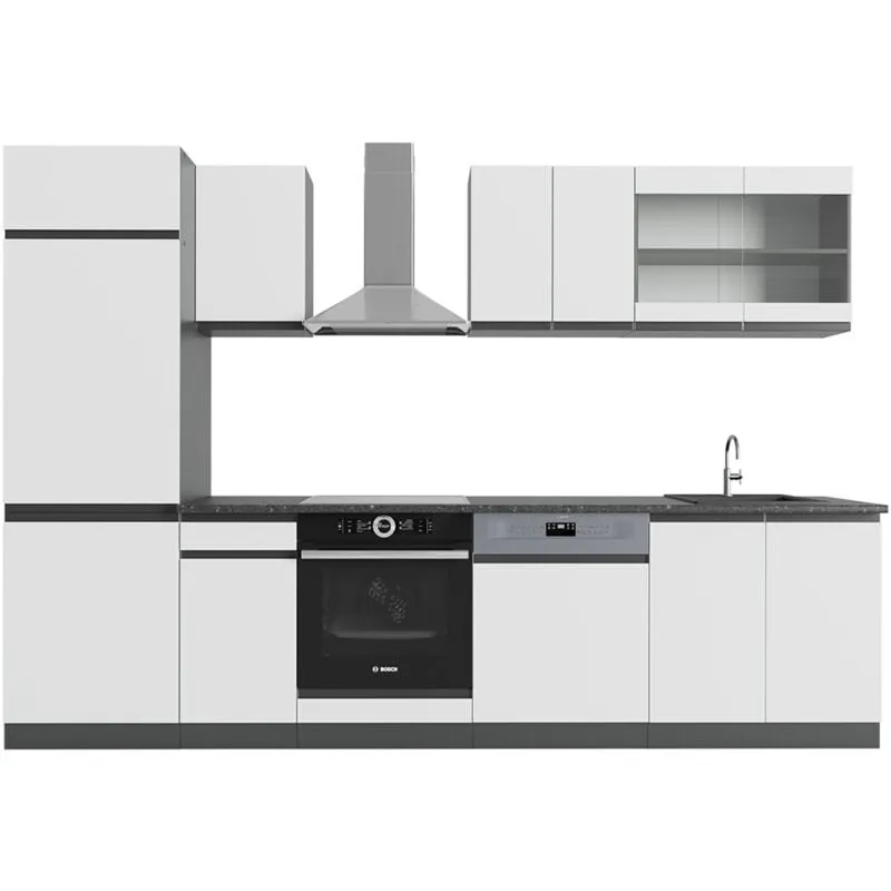  - Cucina componibile R-Line, Bianco/antracite, 300 cm , pl Antracite