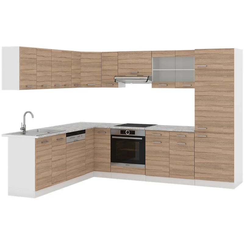  - Cucina angolare completa R-Line, Sonoma, 227 x 287 cm , pl Marmo