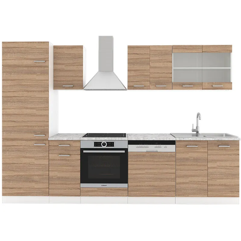  - Cucina componibile R-Line, Sonoma, 300 cm , pl Marmo