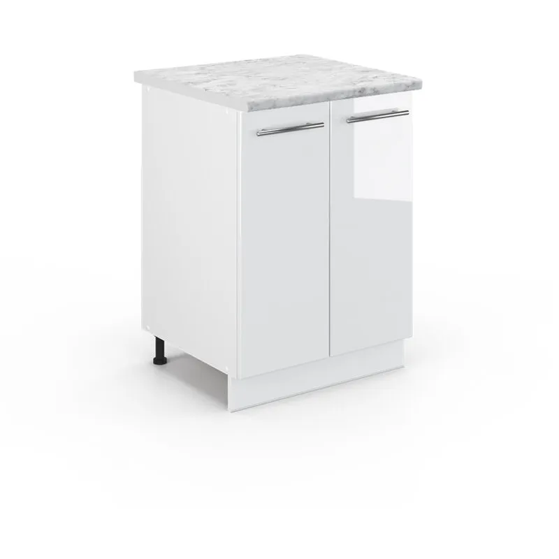  - Mobiletto base cucina Fame-Line, Bianco lucido, 60 cm , pl Marmo