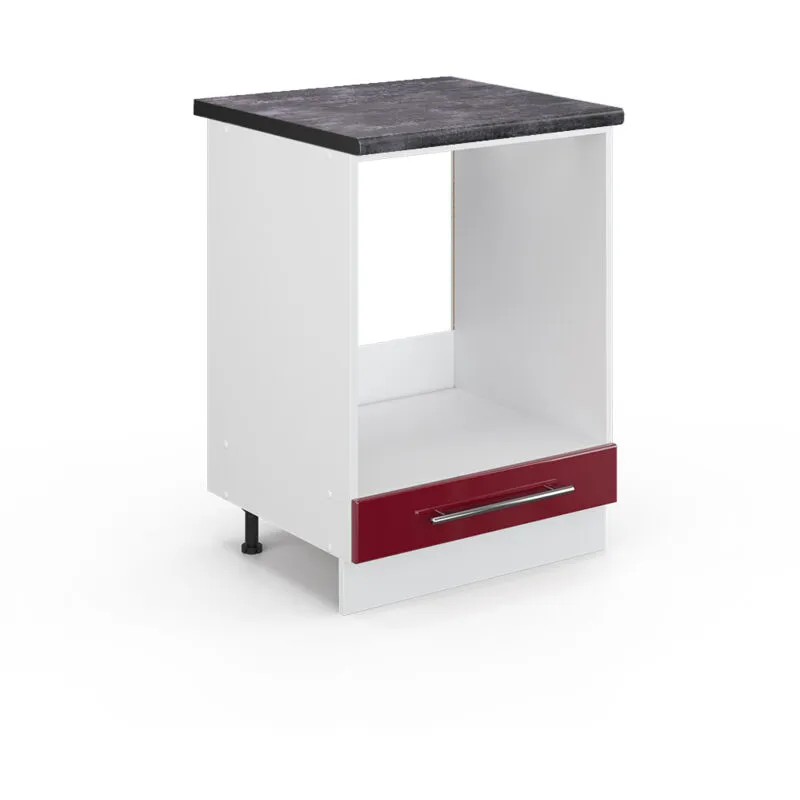  - Mobile per forno da incasso Fame-Line, Rosso bordeaux lucido, 60 cm , pl Antracite