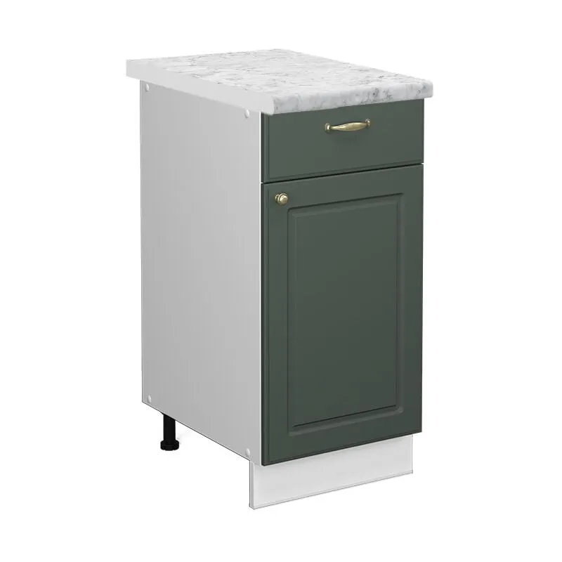  - Mobiletto base per cucina Fame-Line, Verde-oro Country House, 40 cm , pl Marmo