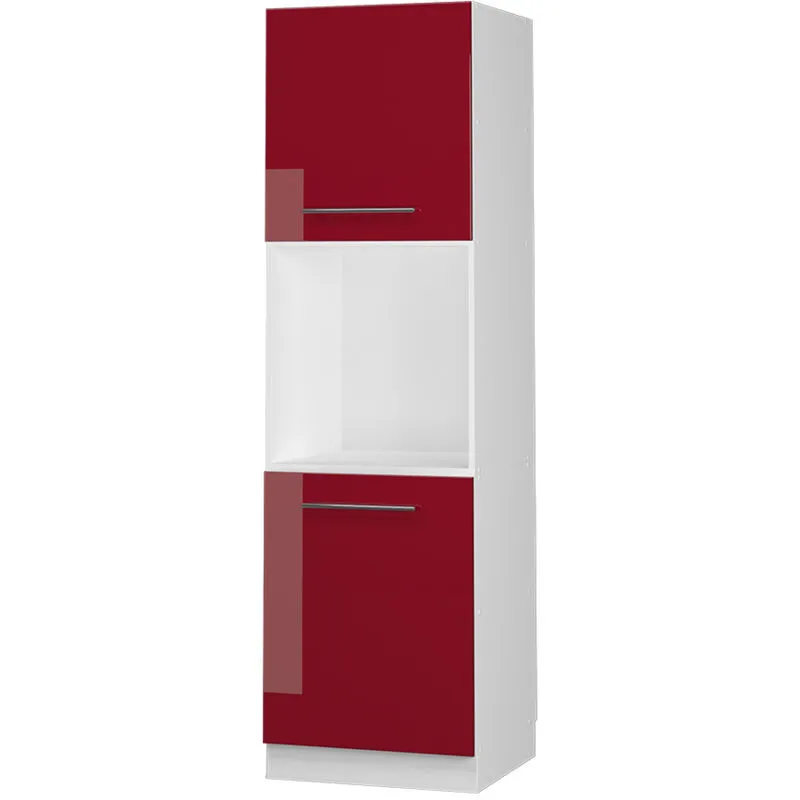 Mobile per forno da incasso Fame-Line, Rosso bordeaux lucido, 60 cm con ripiano aperto 