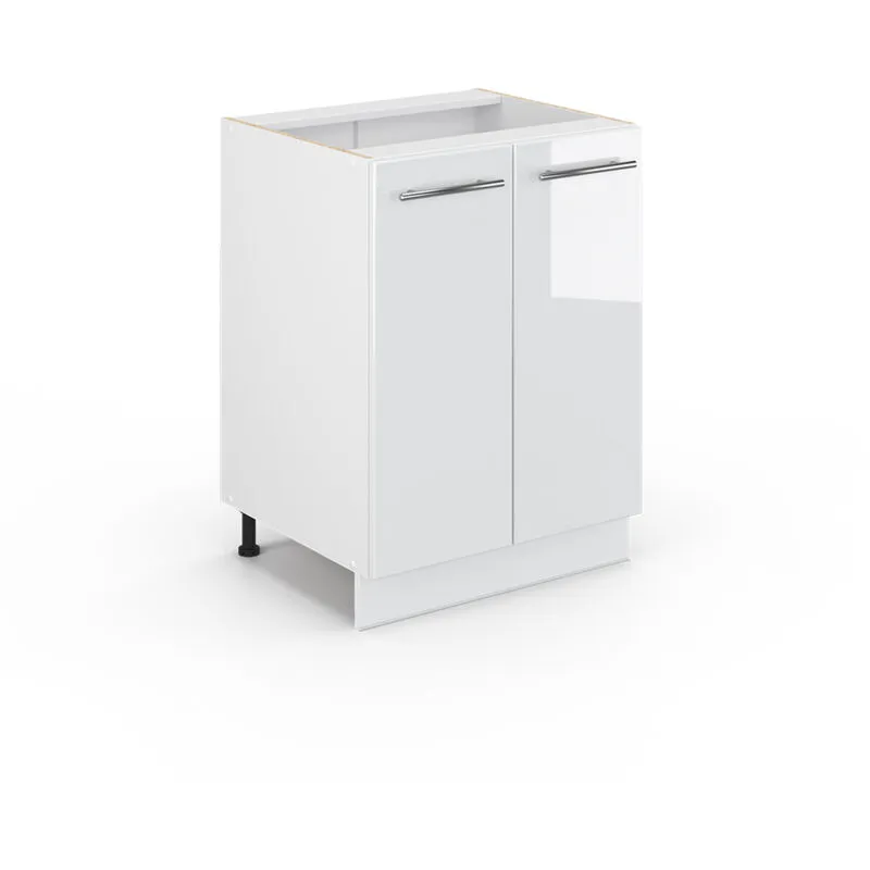 Mobiletto base cucina Fame-Line, Bianco lucido, 60 cm senza piano di lavoro, 