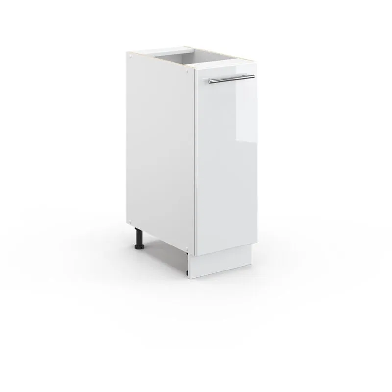 Armadio cucina dispensa alto Fame-Line, Bianco lucido, 30 cm senza piano di lavoro 