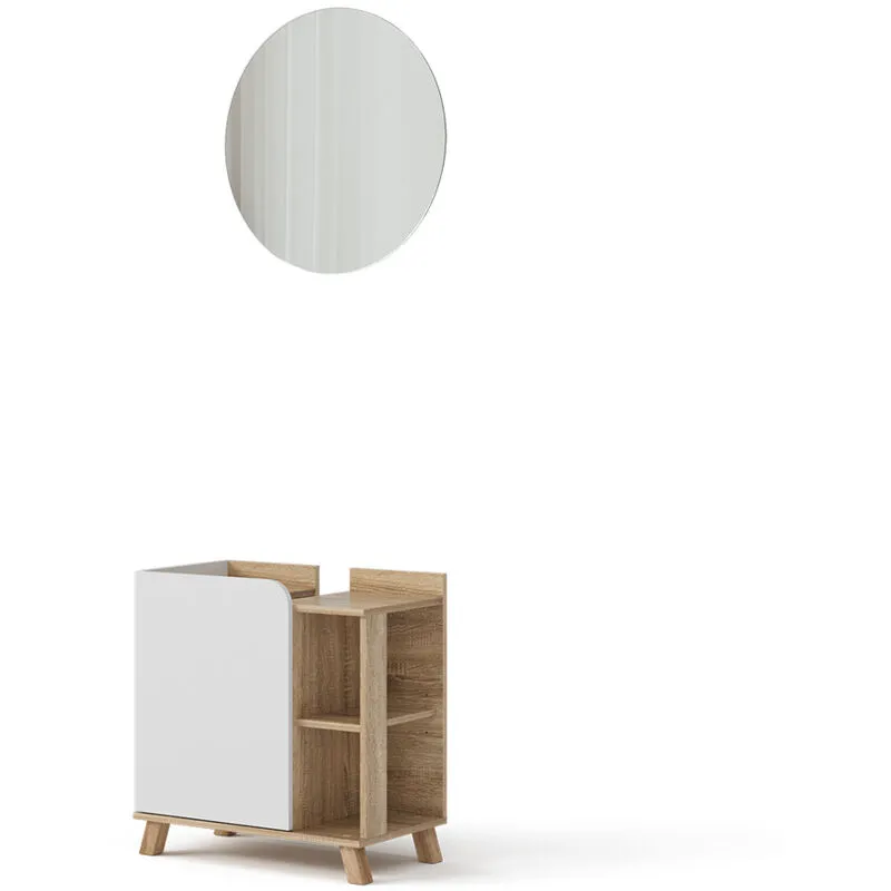  - Set di mobili da bagno Karen, Sonoma/Bianco, 2 parti