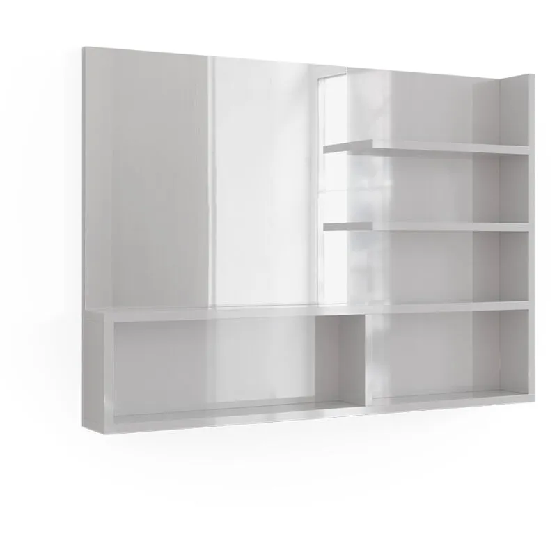 Specchio bagno , Bianco lucido, 89.8 x 65 cm con scomparti aperti 