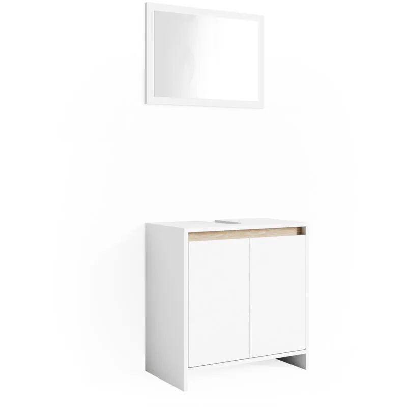 Set mobili bagno Emma, Bianco/Sonoma, 2 parti 