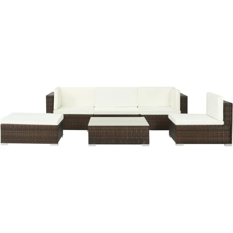 6 pz Set Divani da Giardino, Salotti da Giardino con Cuscini in Polyrattan Marrone Vidaxl