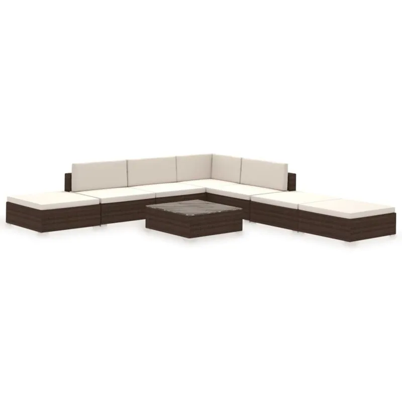 Set Divani da Giardino 8 pz con Cuscini in Polyrattan Marrone Vidaxl Marrone