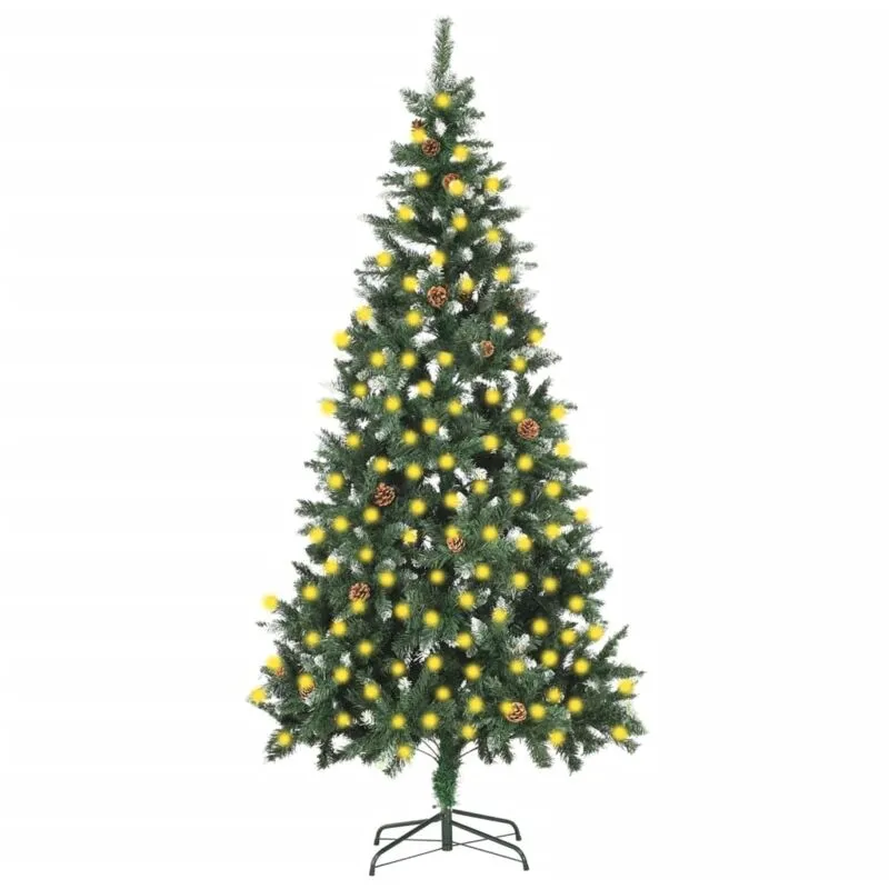 Albero di Natale Artificiale Preilluminato con Pigne 210 cm - Vidaxl