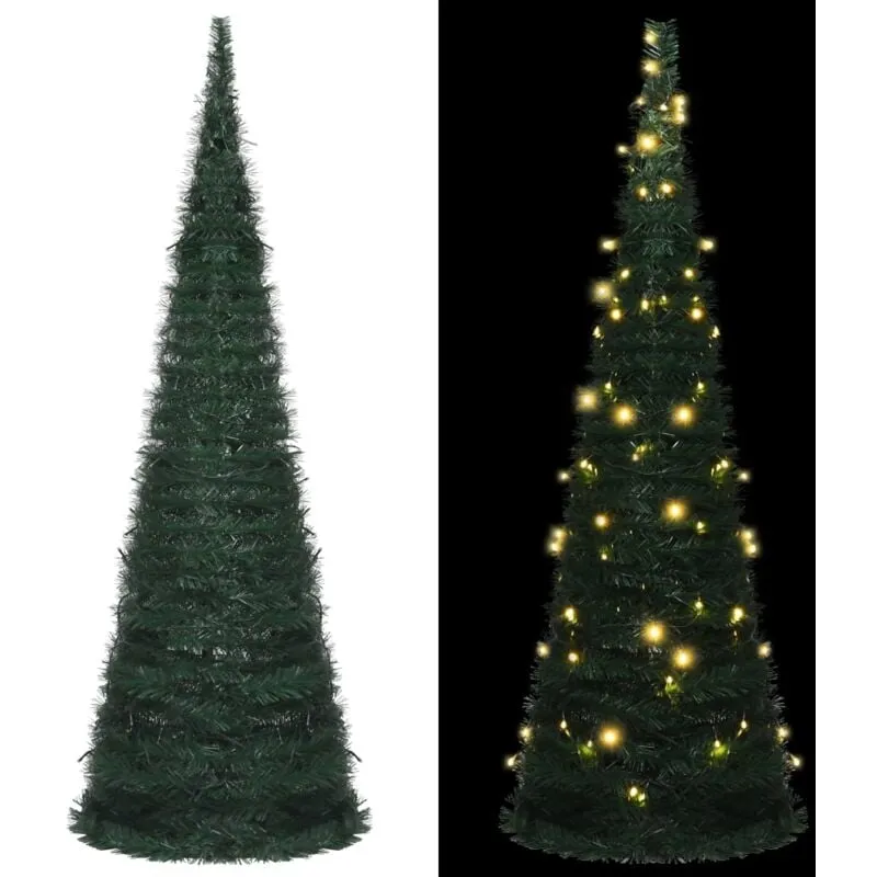 Albero di Natale Artificiale Apribile Preilluminato Verde 180cm - Vidaxl