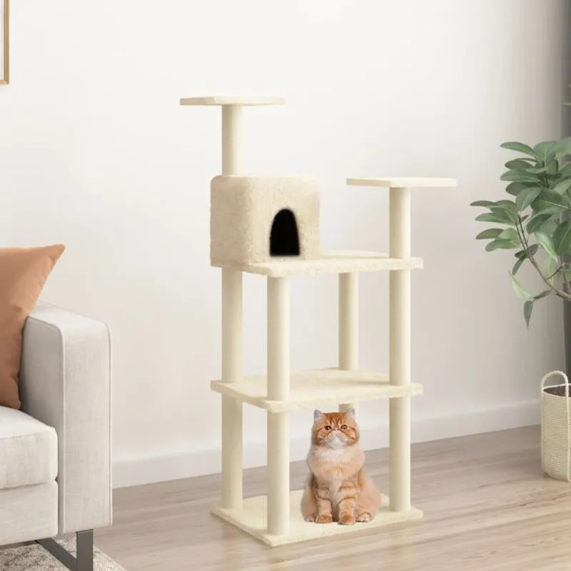 Vidaxl - Albero per Gatti con Tiragraffi in Sisal Crema 118,5 cm