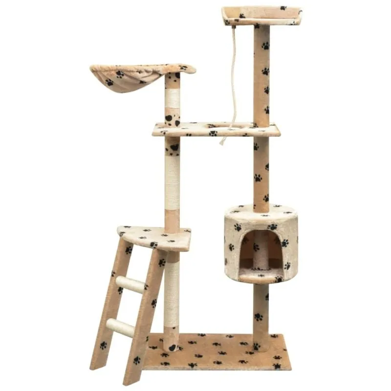 Vidaxl - Albero per Gatti con Tiragraffi in Sisal h 150 cm con scala e amaca vari colori colore : Zampe Stampate Beige