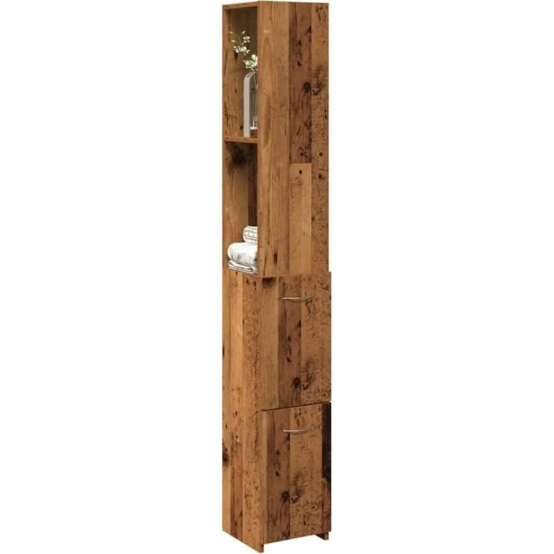 Mobile da Bagno Legno Antico 25x25x170 cm in Truciolato - Vidaxl