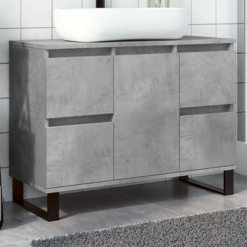 Armadietto da Bagno Grigio Cemento 80x33x60cm Legno Multistrato Vidaxl