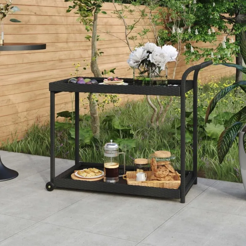 Vidaxl - Carrello da Bar Nero 100x45x83 cm in Polyrattan