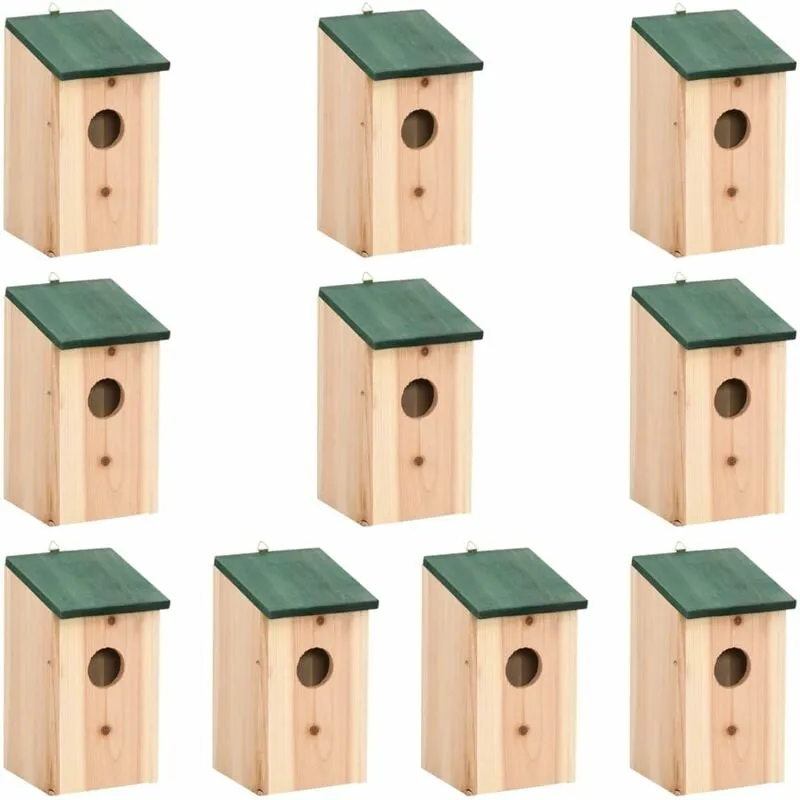 Vidaxl - Casette per Uccelli 10 pz in Legno Massello di Abete 12x12x22cm 2928